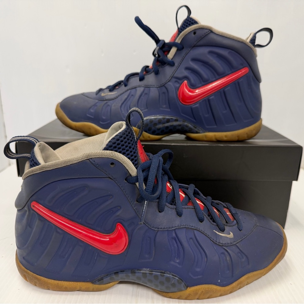 Nike Air Foamposite Pro Blue Void University Red (GS) Kid’s Sneakers Size 7Y
